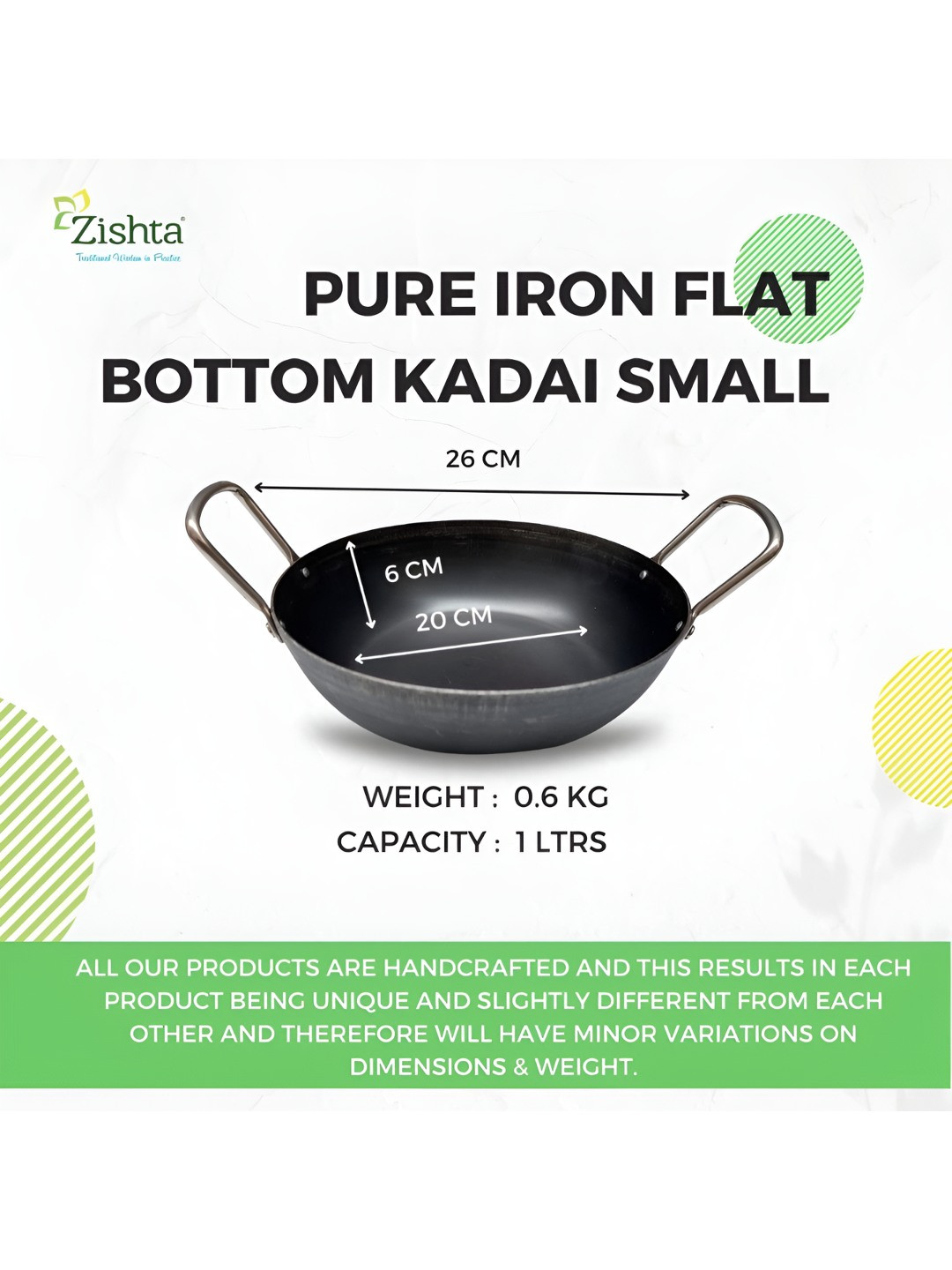 zishta Black Iron Easy to Clean Serving Kadhai
