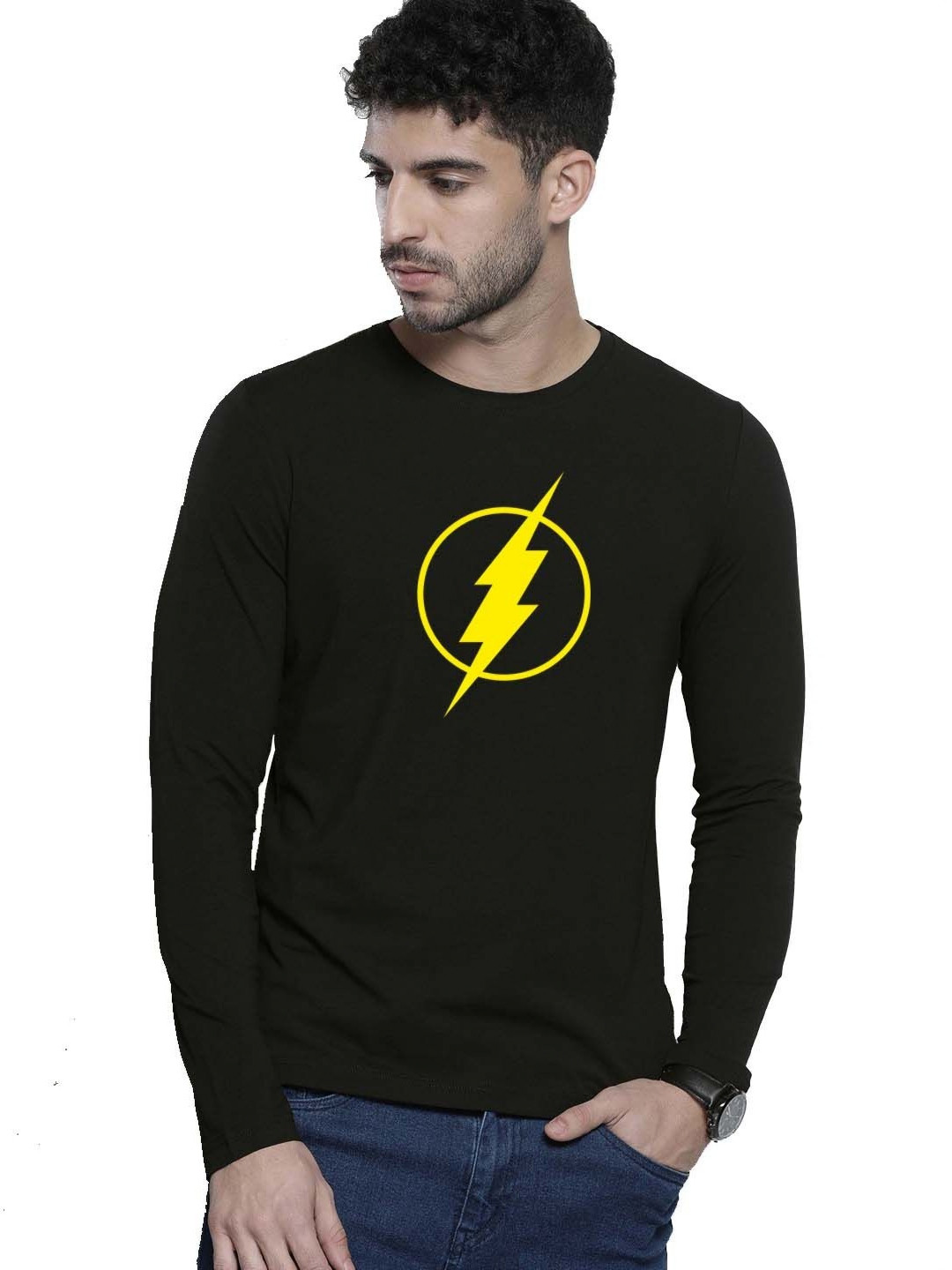 Organic Chics Men Flash Bio Finish Graphic Printed Round Neck Cotton T-shirt