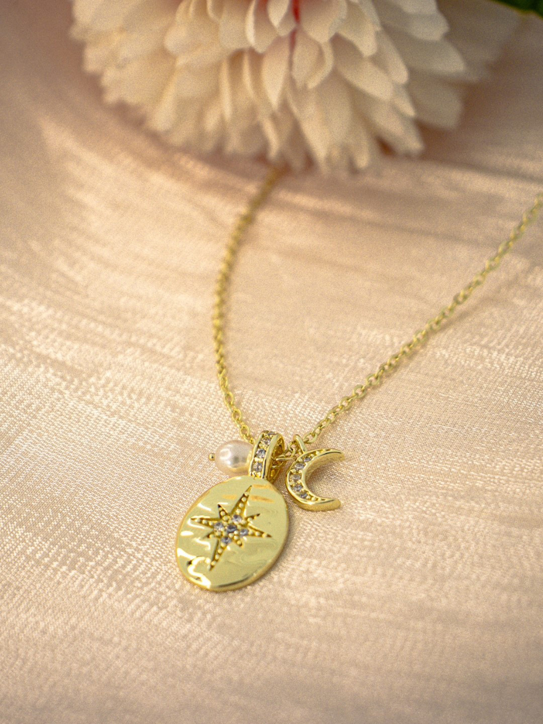 AQUASTREET 14K Gold-Plated Antitarnish Star & Moon Pendant Necklace