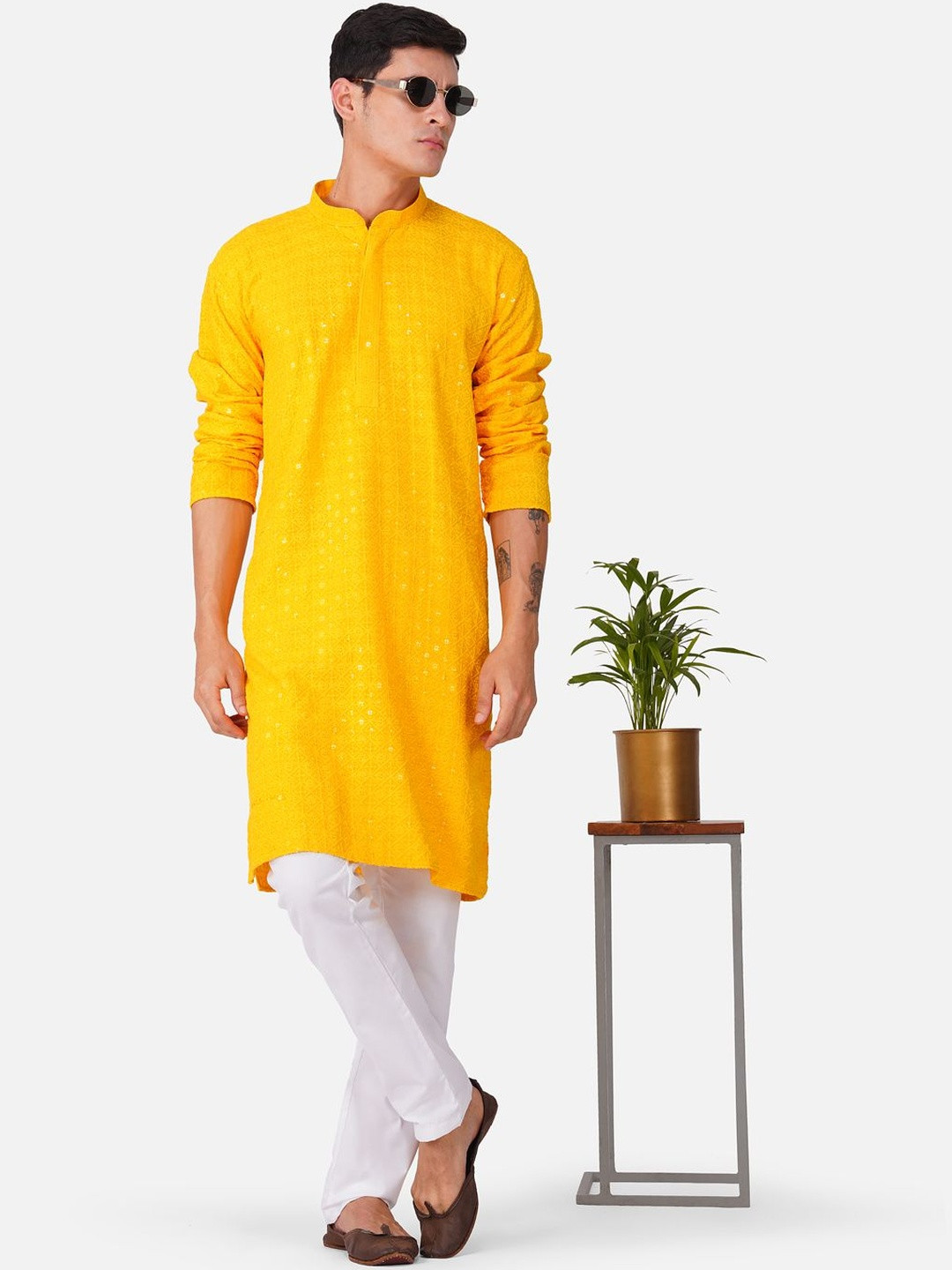 THE LITTLE BOY Men Gold Kurta Sets