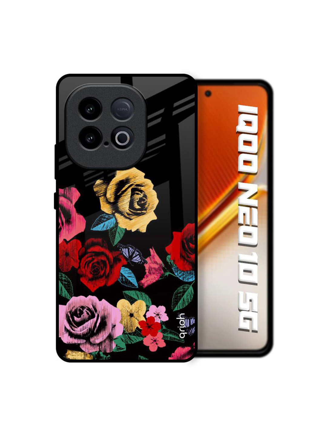 QRIOH Unisex iQOO Neo 10 5G Floral Floral Decorative Shockproof Glass Back Case