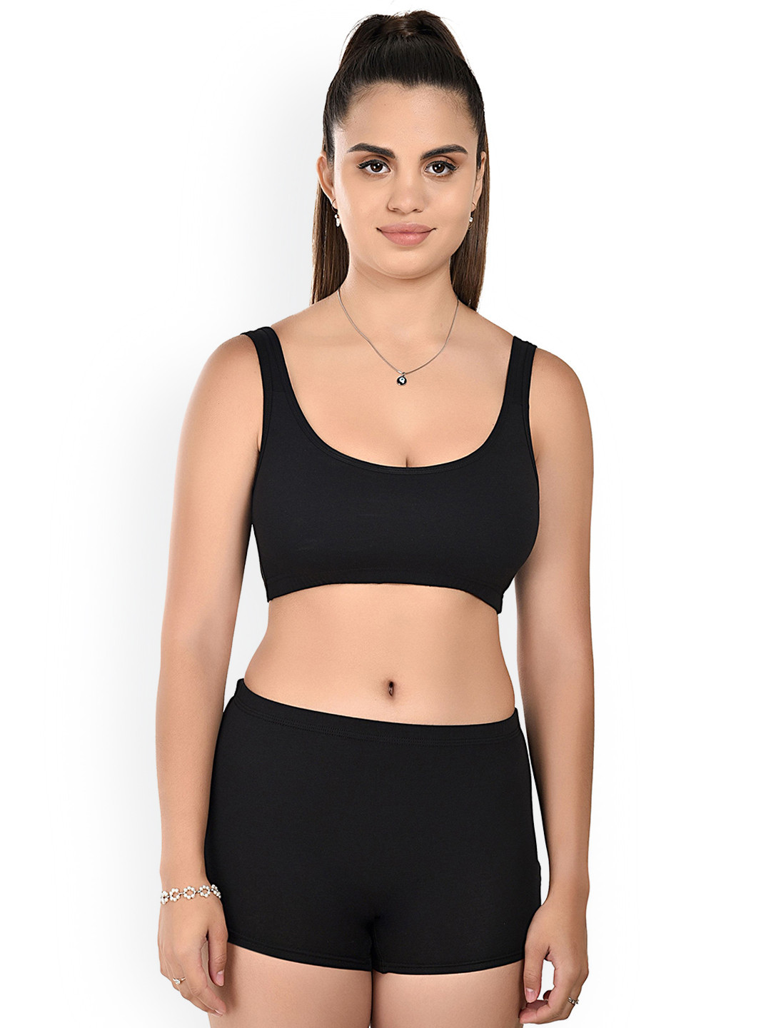 elina Women Non-Wired & Non Padded lingerie Set RM-DHARA-SET-BLACK-32B