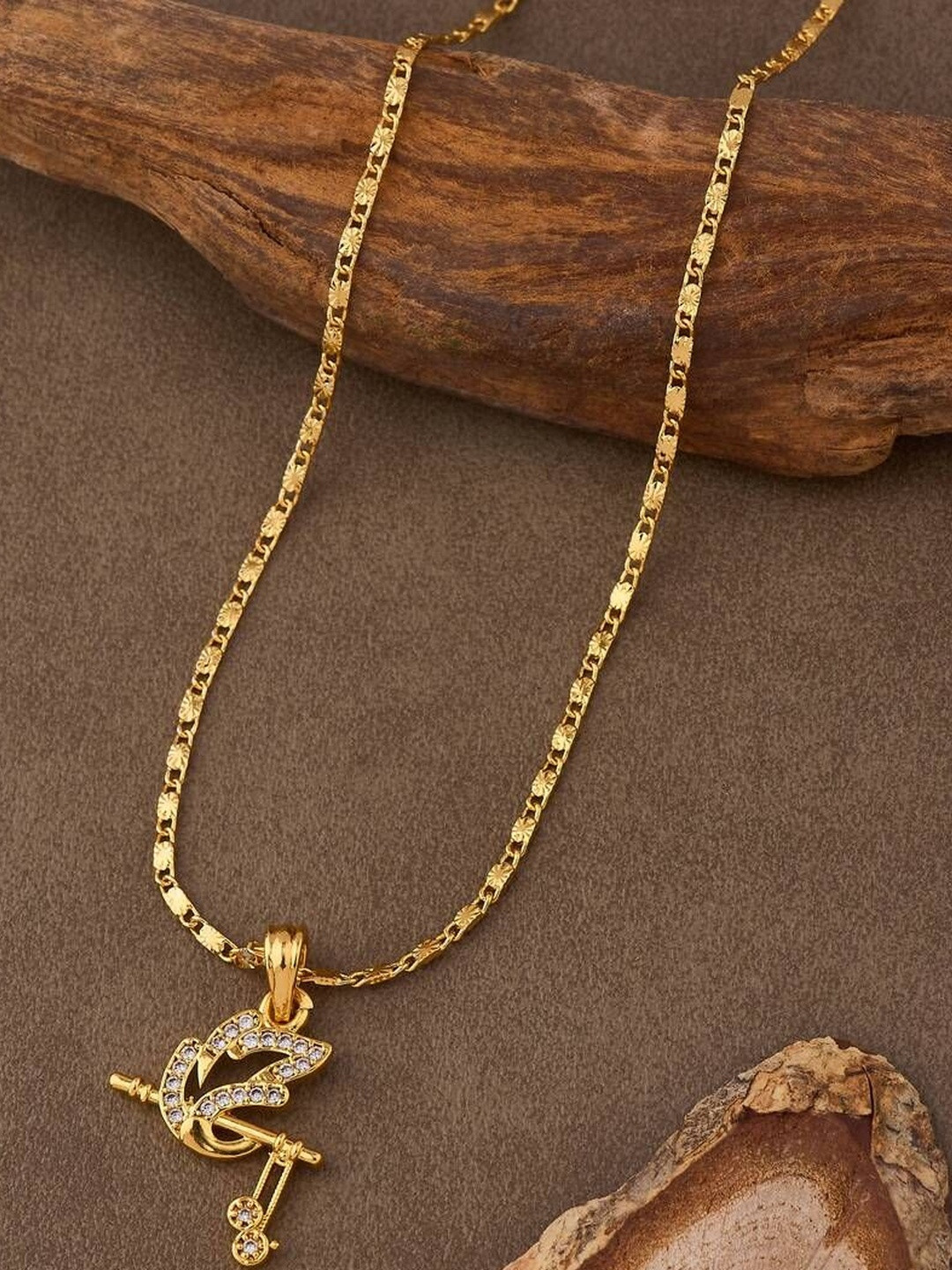 NKR GOLD Women Gold-Plated Krishna's Flute Pendant Necklace