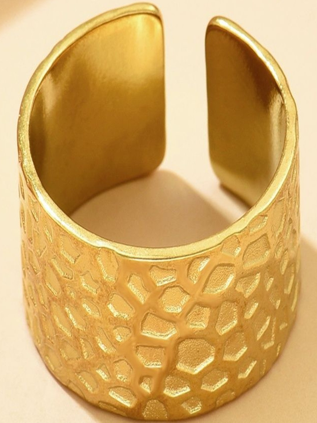 SAPRAA TRENDS Gold Plated Anti Tarnish Adjustable Statement Rings