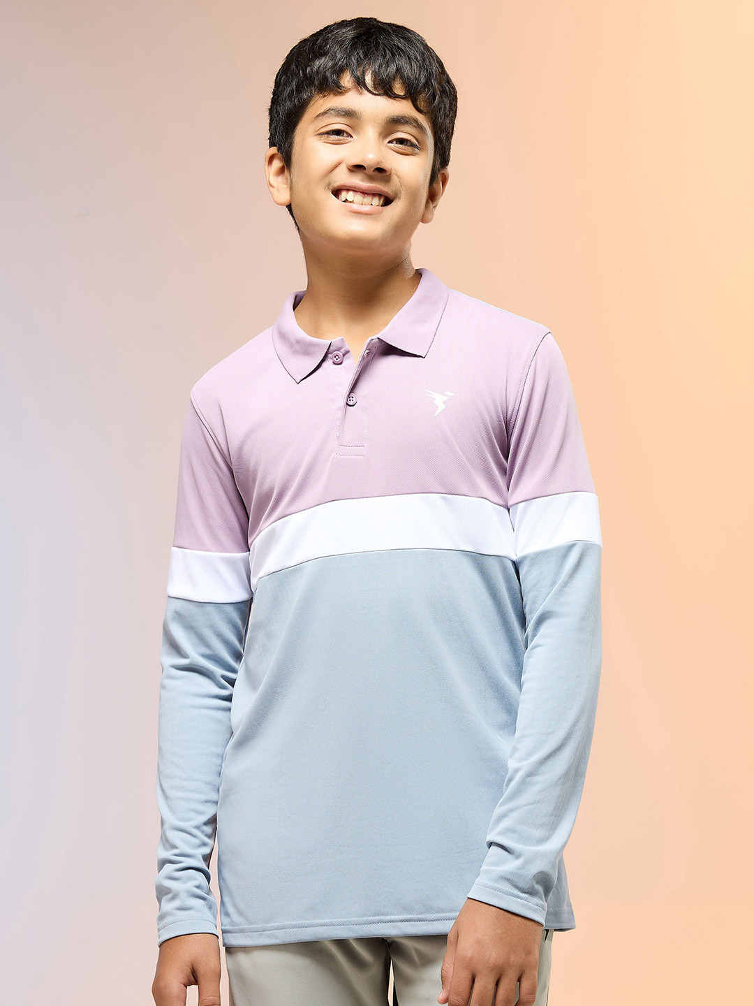 Boys Polo Slim Fit Sports T-shirt Colourblock with TECHNO DRY