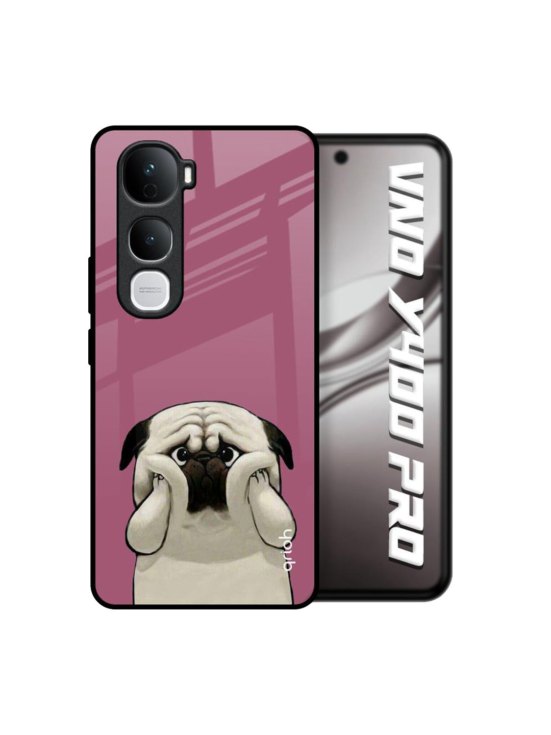 QRIOH Unisex Vivo Y400 Pro 5G Quirky Funny Pug Face Shockproof Glass Back Case