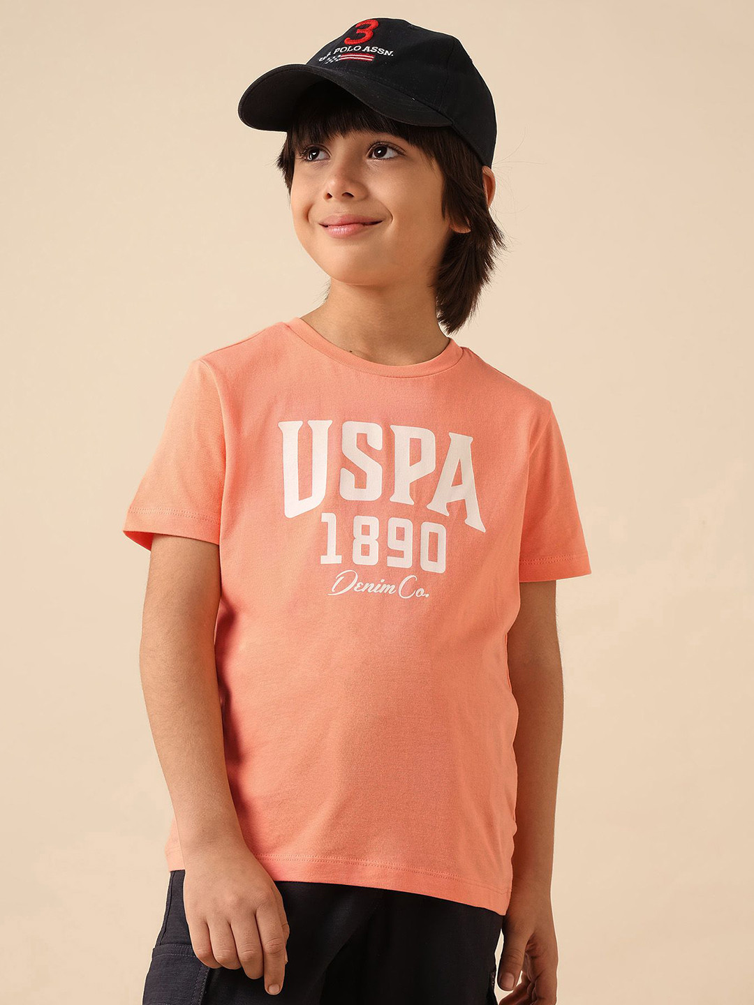 Uspa Kids Boys Pure Cotton Brand Printed T-shirt