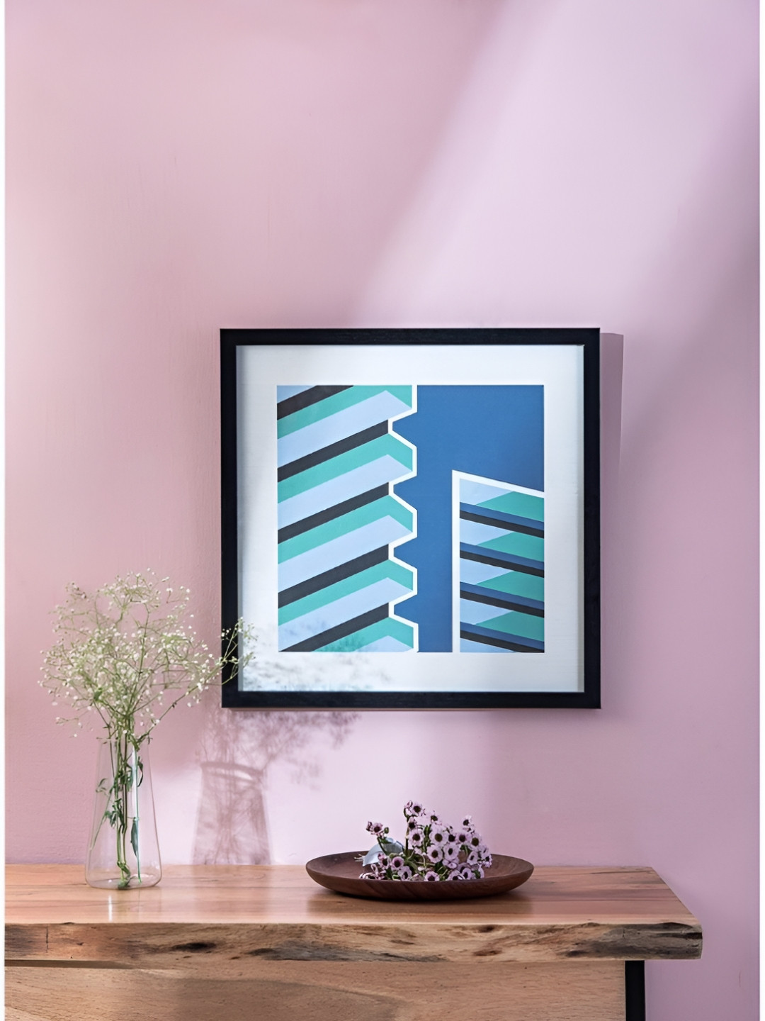 FREEDOM TREE Blue Abstract Paper, Wood and Glass Wall Art