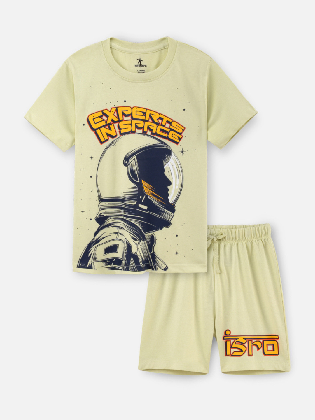 Nap Chief Kids Unisex ISRO Printed Pure Cotton T-shirt With Shorts