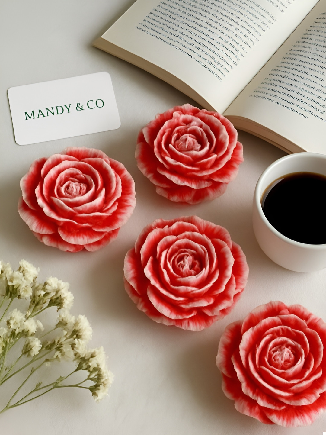 Mandy & Co Pack of 4 Floral Floating Candles