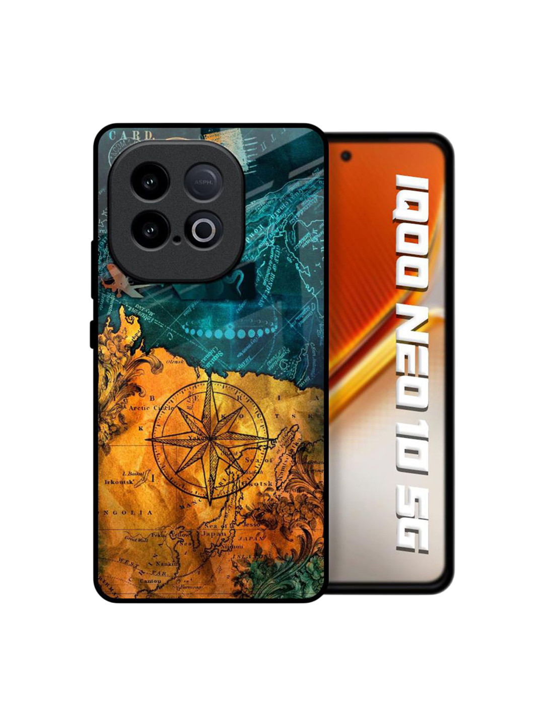 QRIOH Unisex iQOO Neo 10 5G Quirky Architecture Map Shockproof Real Glass Back Case