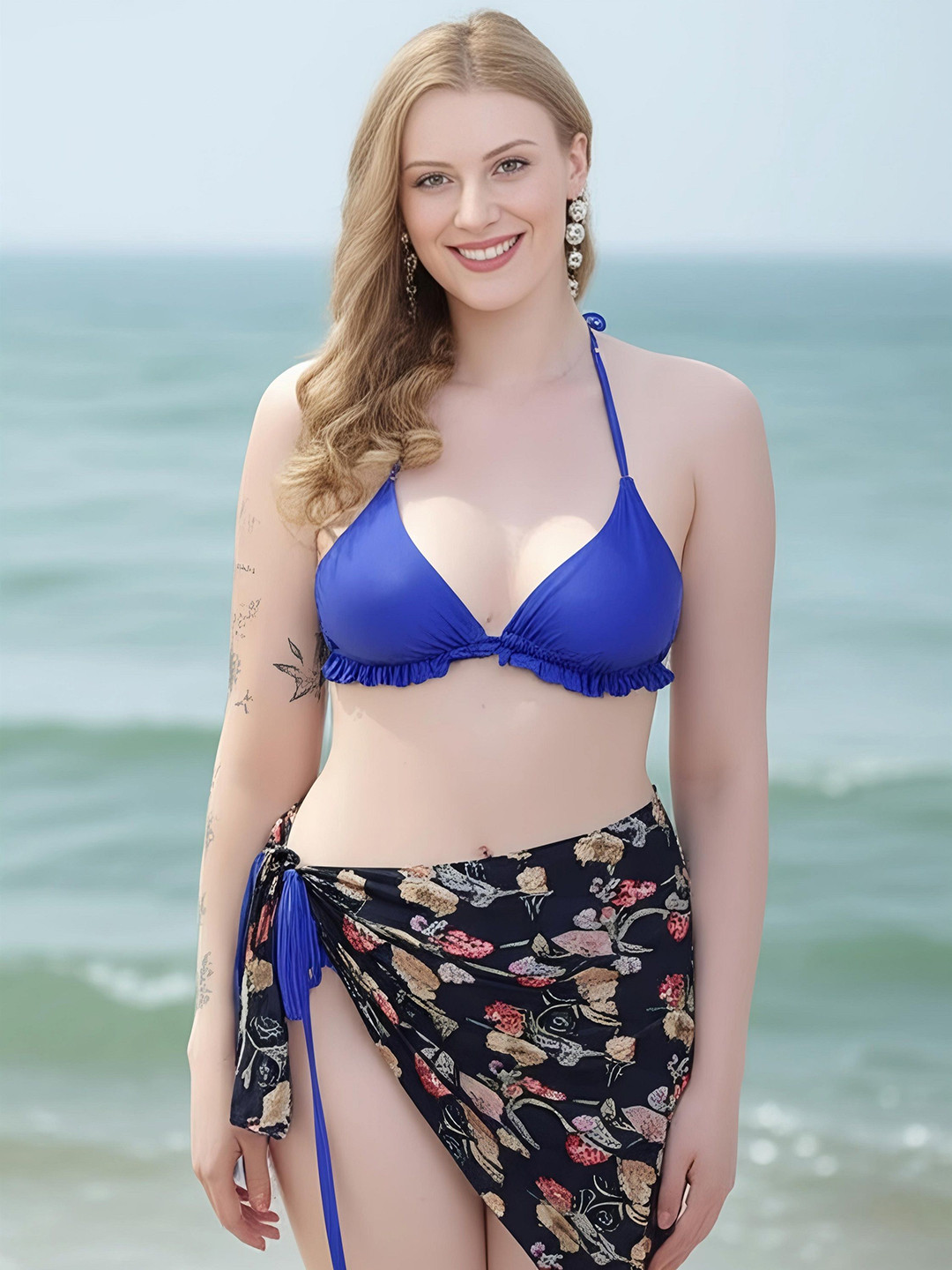 WOMAN IN YOU Women Rayon Shimmer Floral Printed Beach Partywear Sarong