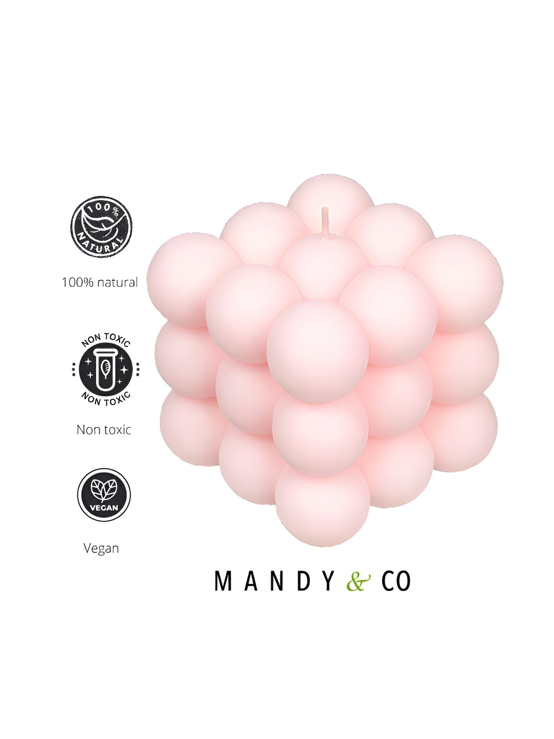Mandy & Co Pink Pack of 2 Round Lead-Free Wick Bubble Soy Candle