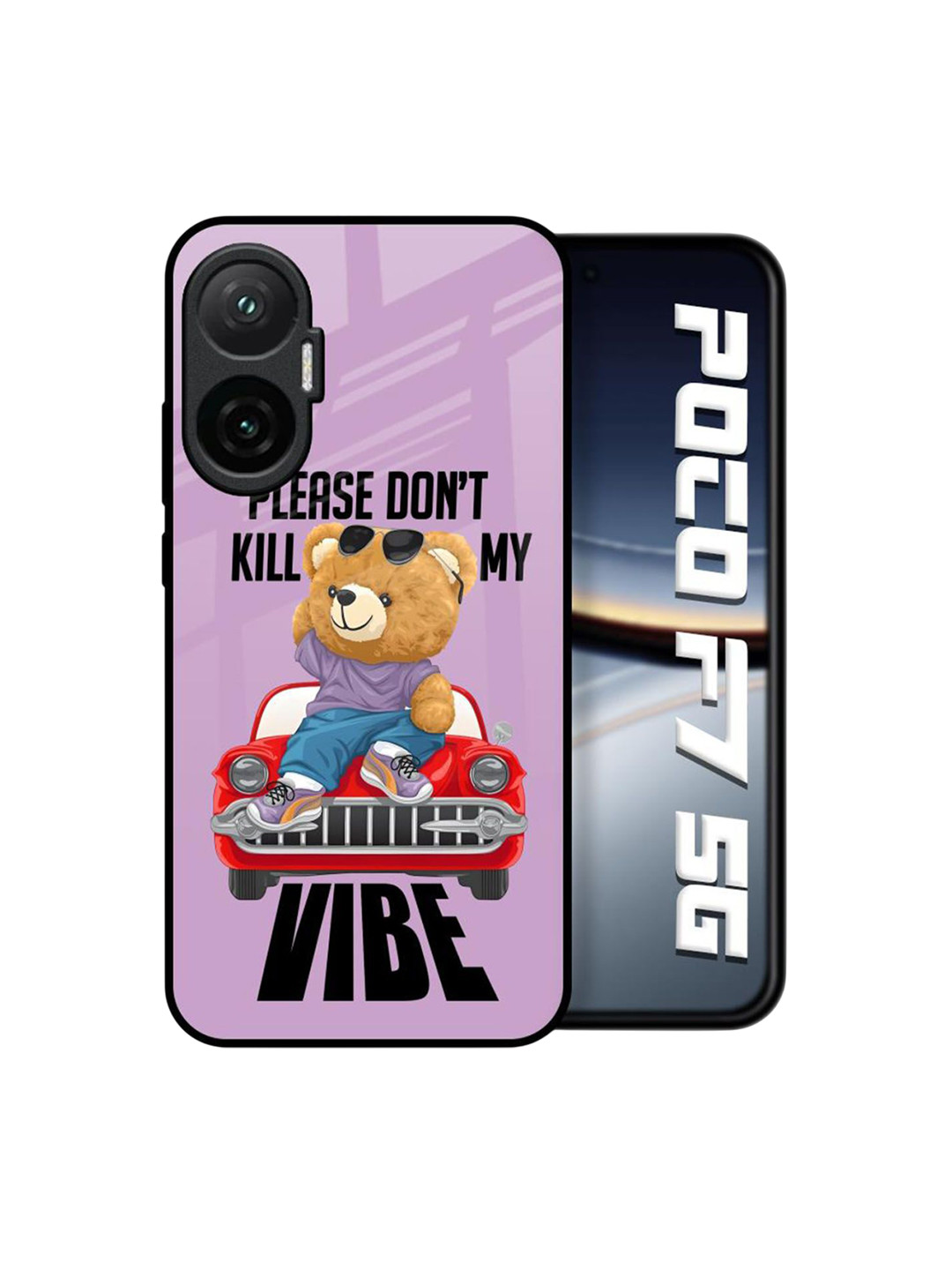 QRIOH Unisex Poco F7 5G Typography Don't Kill My Vibe Shockproof Glass Back Case