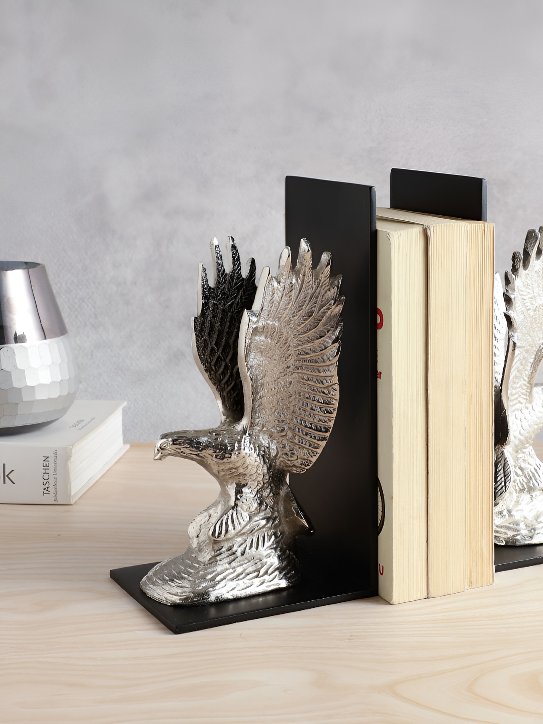 Decor de Maison Silver-Toned & Black The Helion Pair Bookend Showpiece