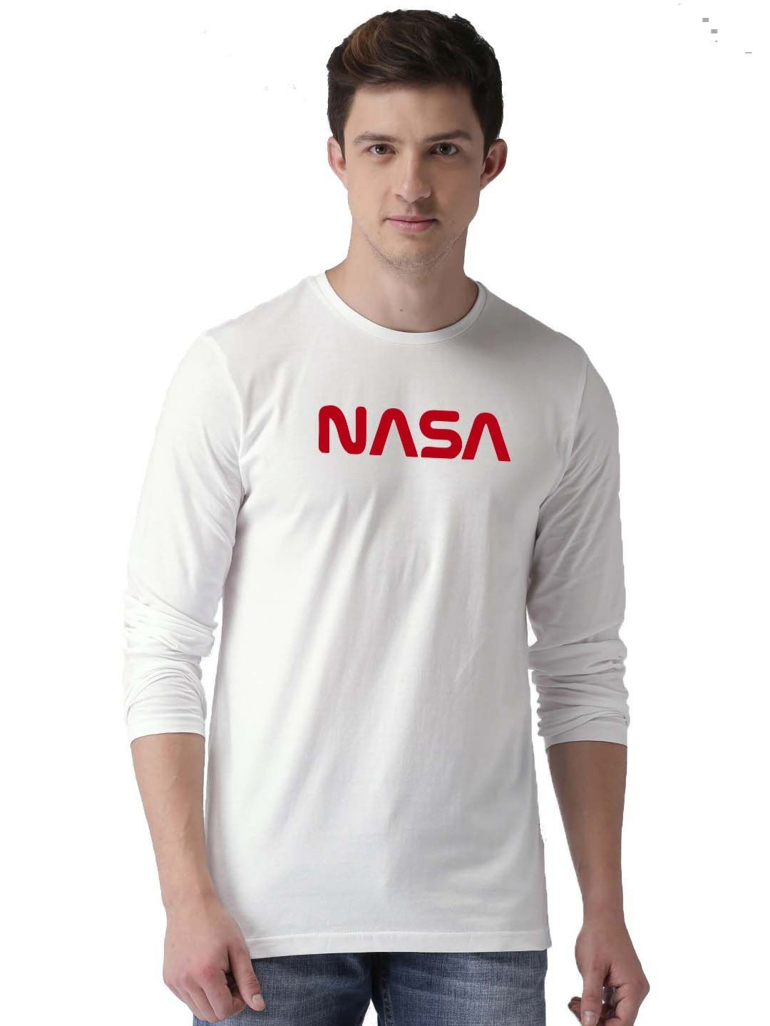 Organic Chics Men NASA Bio Finish Typography Printed Round Neck Cotton T-shirt