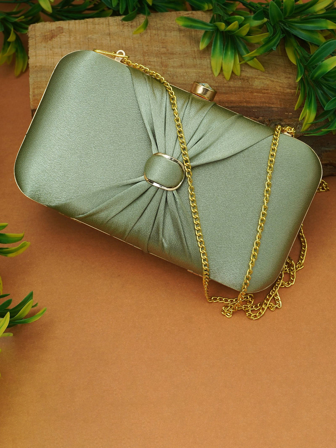 FOR THE BEAUTIFUL YOU Buckle Detail Box Clutch