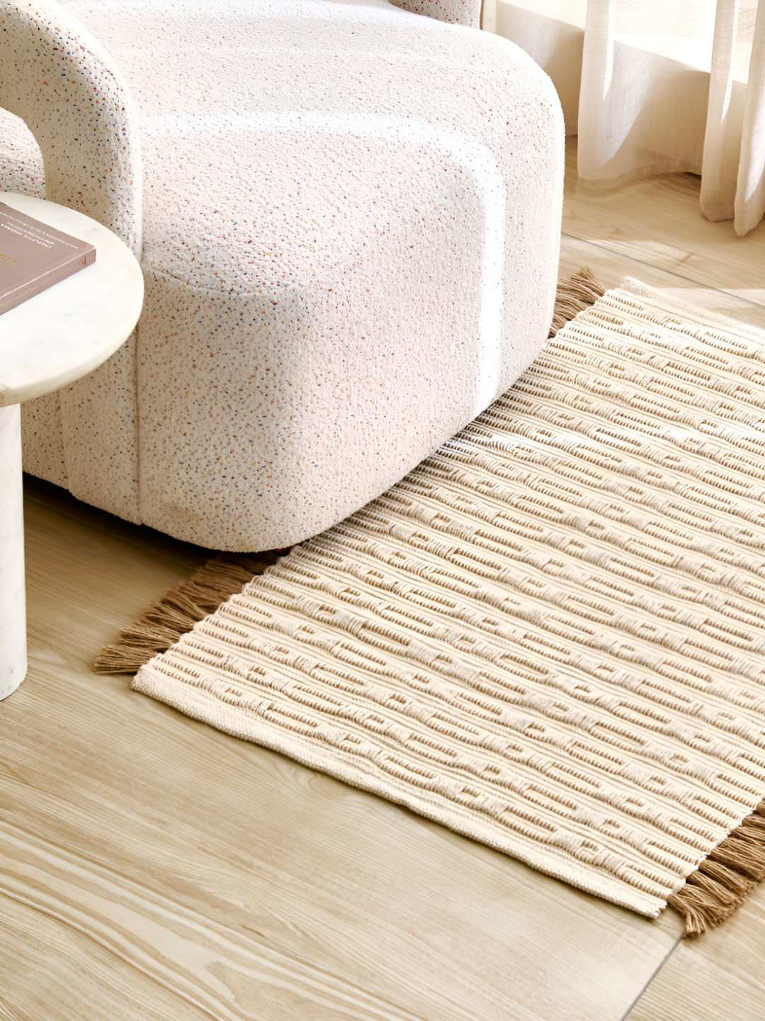 Home Centre Natura Juno Beige Woven-Designed Jute Eco-Friendly Reversible Dhurrie