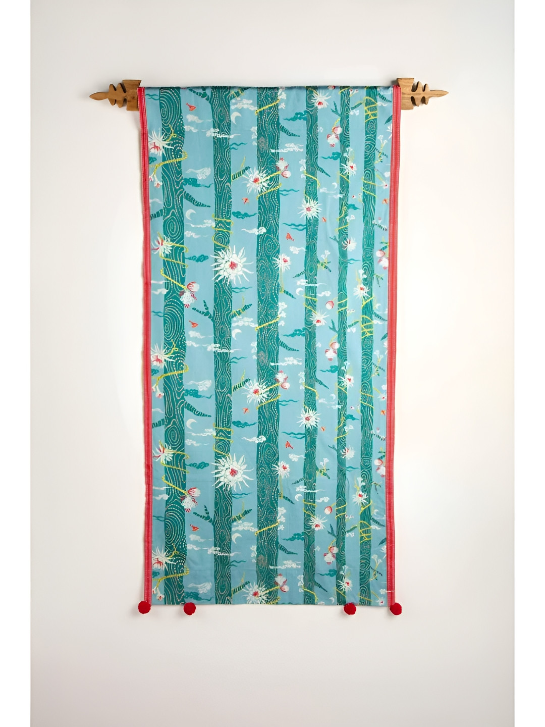 FREEDOM TREE Blue & Red Floral and Botanical Wooden & fabric Wall Art