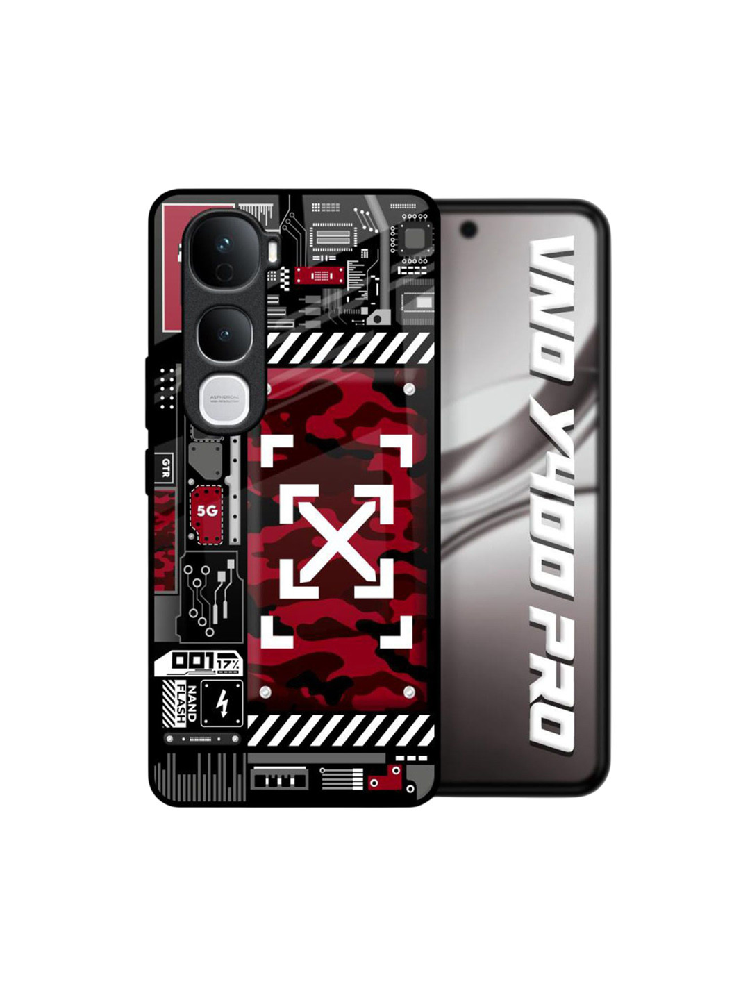 QRIOH Unisex Vivo Y400 Pro 5G Typography Technology Art Shockproof Glass Back Case