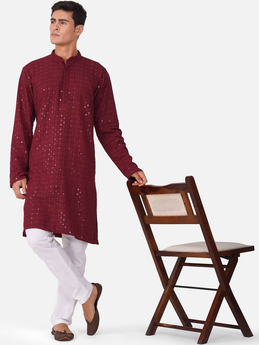 THE LITTLE BOY Men Maroon Kurta Sets