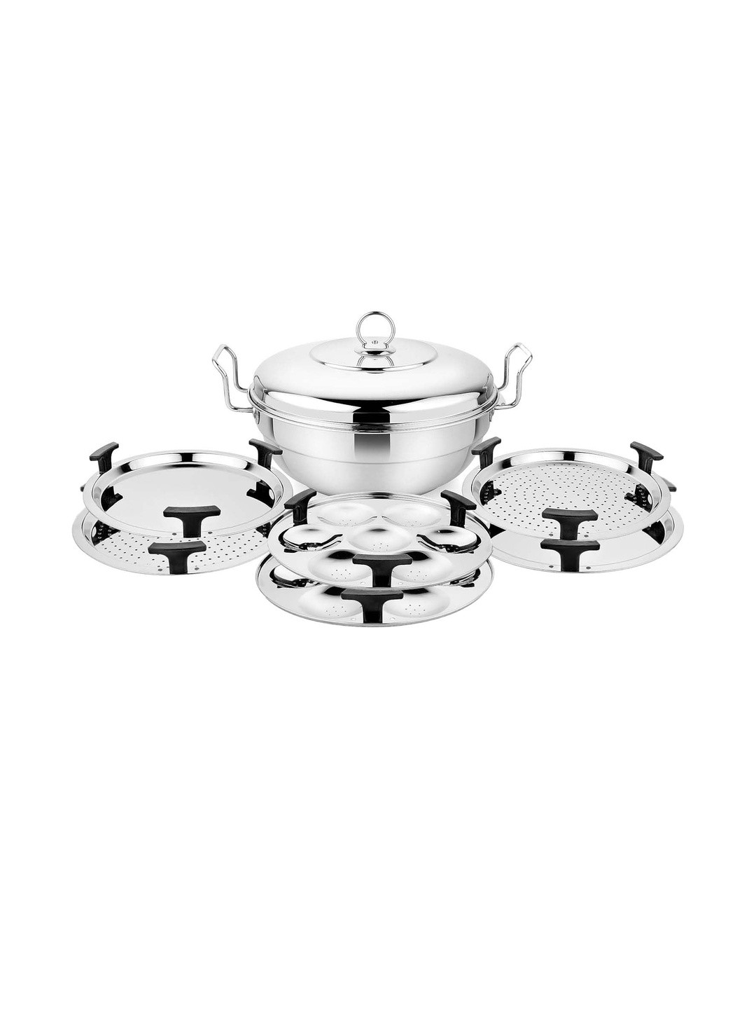 Steel Grace Multi Kadhai with Lid, 26cm, 6Plates, Induction & Gas Stove Multi Function