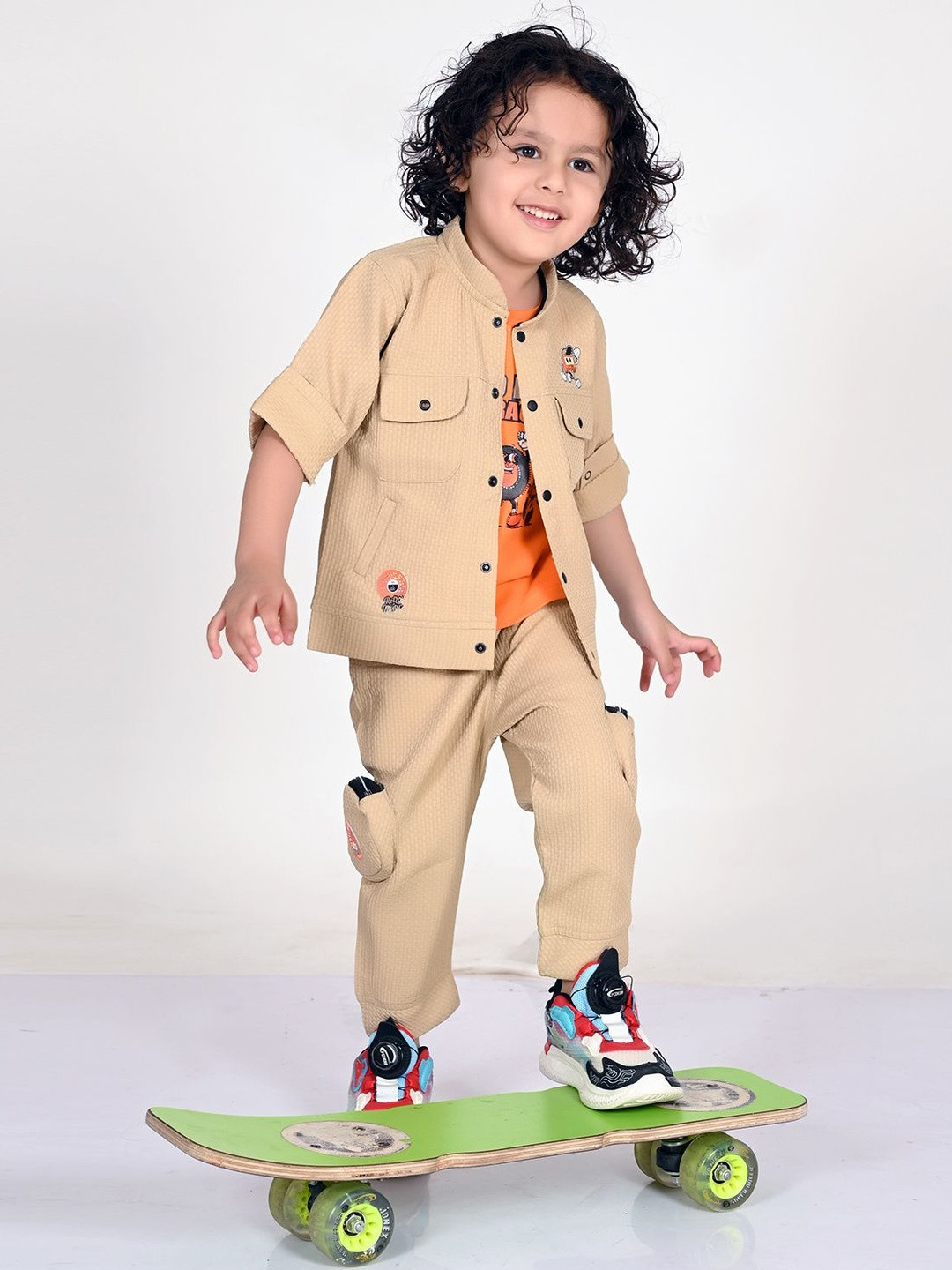Bad Boys Boys Printed Mandarin Collar T-shirt and Shirt with Trousers