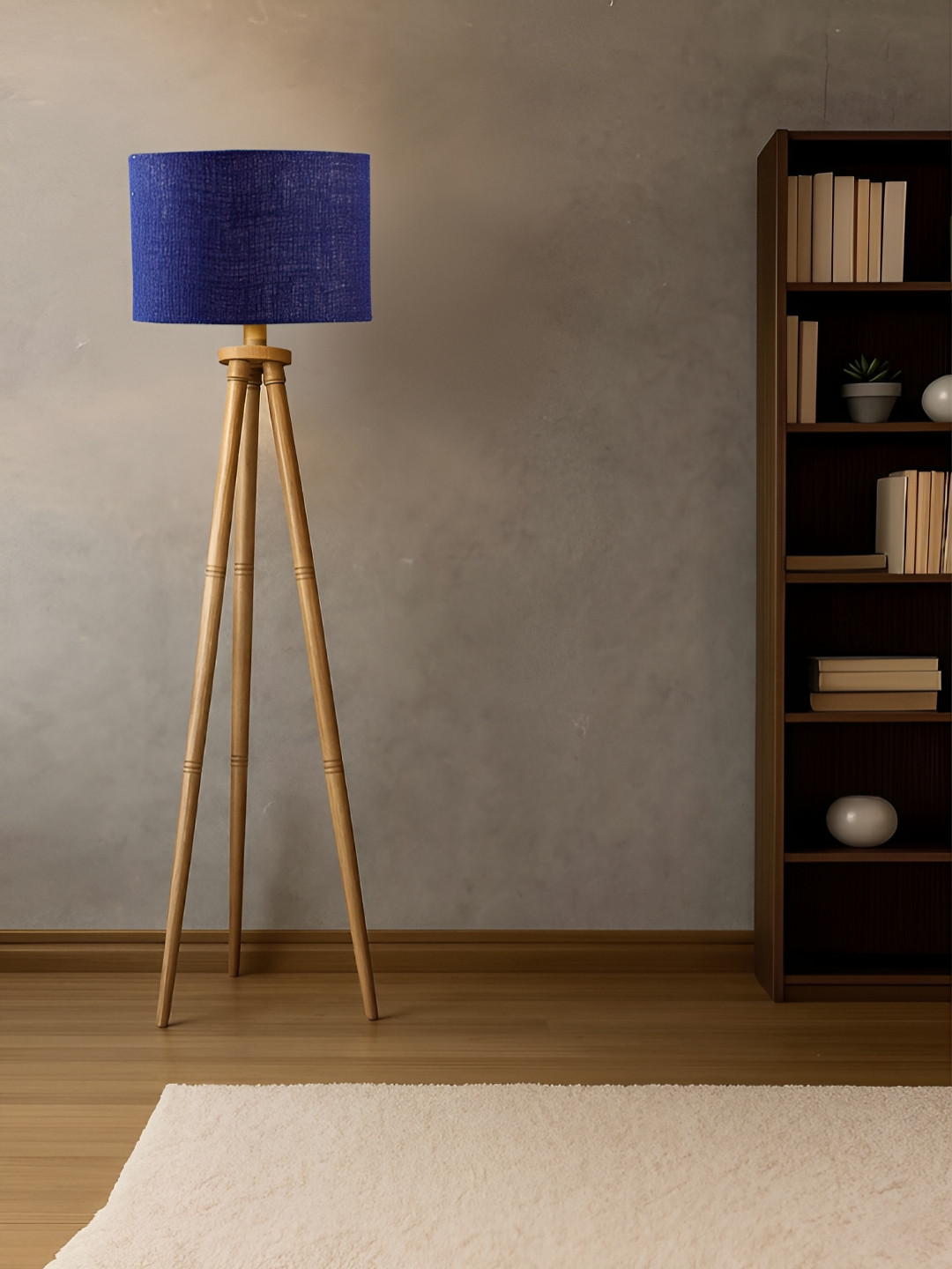 Devansh Brown & Blue Wooden Floor Lamp - 12x12x57.2 inches