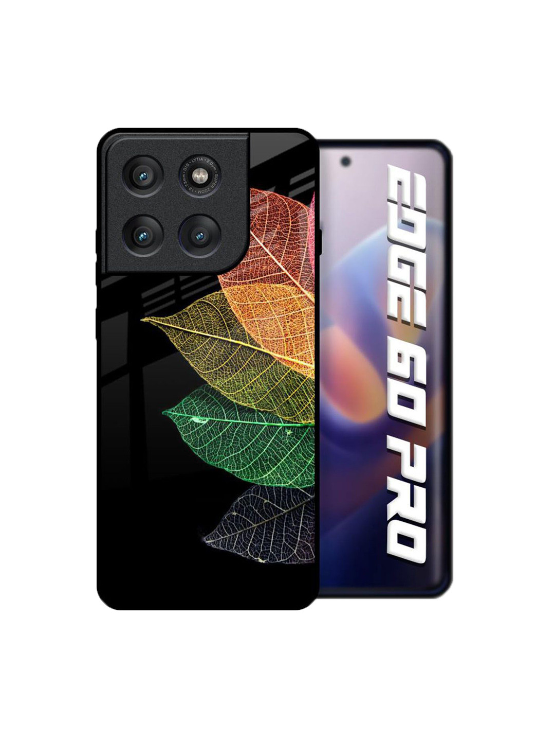 QRIOH Unisex Motorola Edge 60 Pro Tropical Colorful Leaves Shockproof Real Glass Back Case