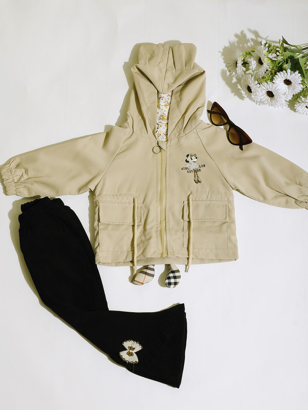 Lil Townie Girls Hooded Animal Printed Tailored Jacket