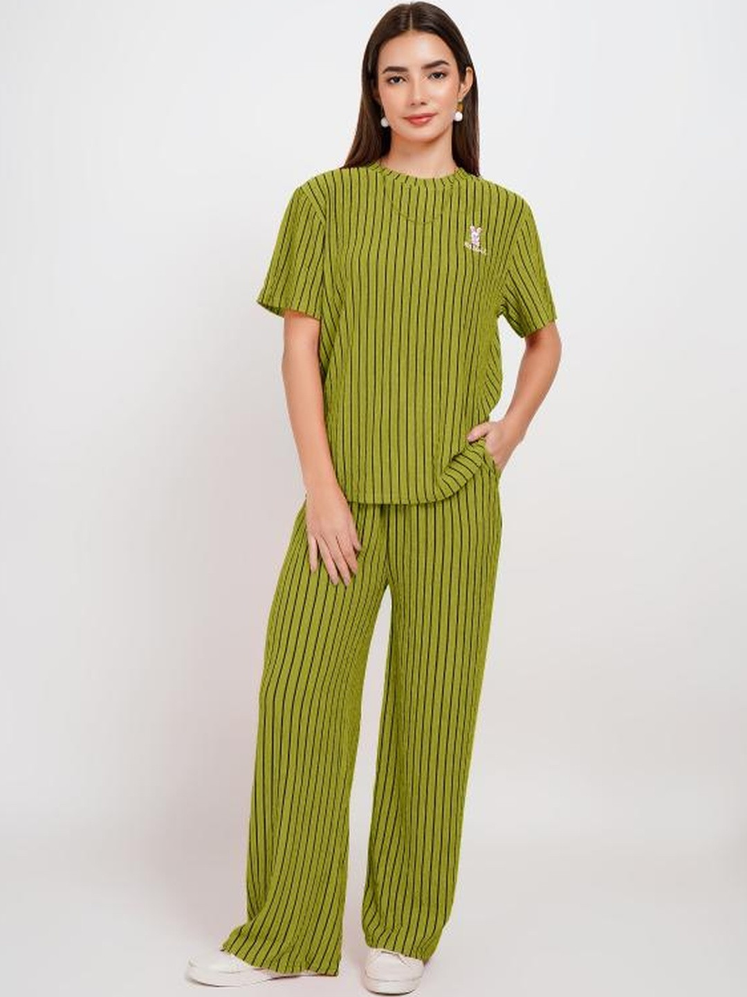 Stem Rope Striped T-shirt & Trousers Co-Ord Set