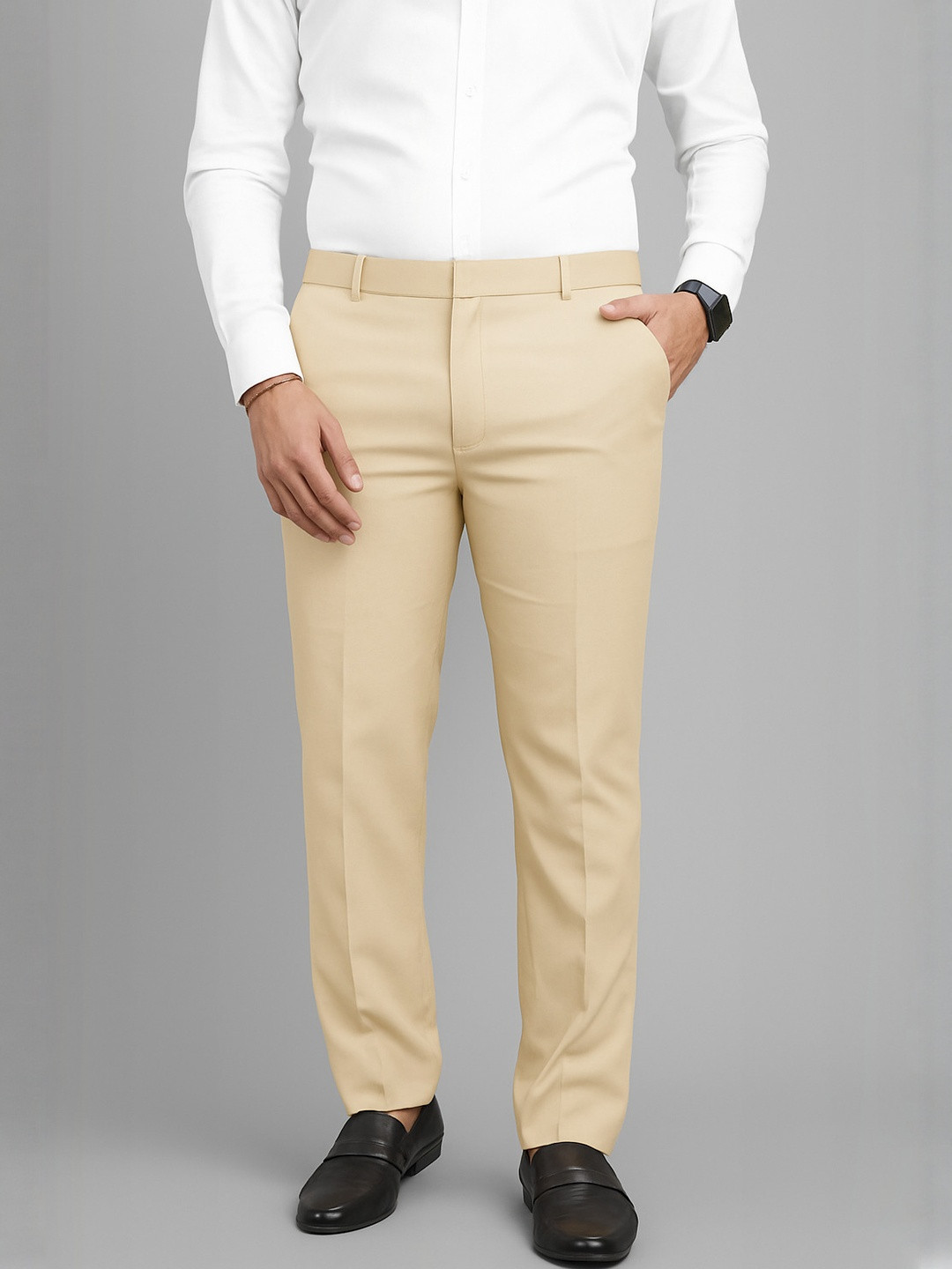 Moda Rapido Men Formal Beige Trousers