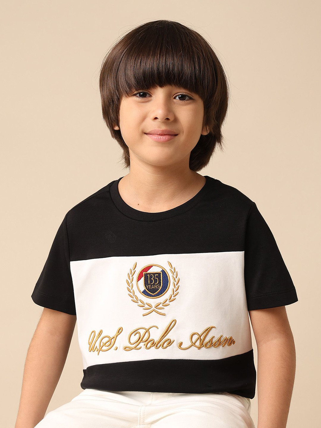 Uspa Kids Boys Colour Blocked Regular Fit Cotton T-shirt