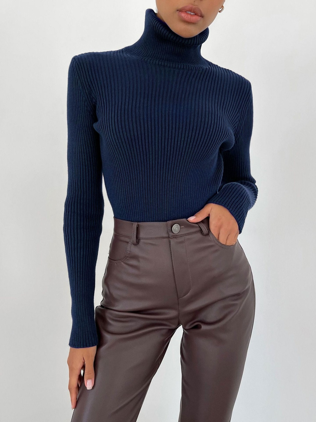 DressBerry Women Navy Blue Sweaters