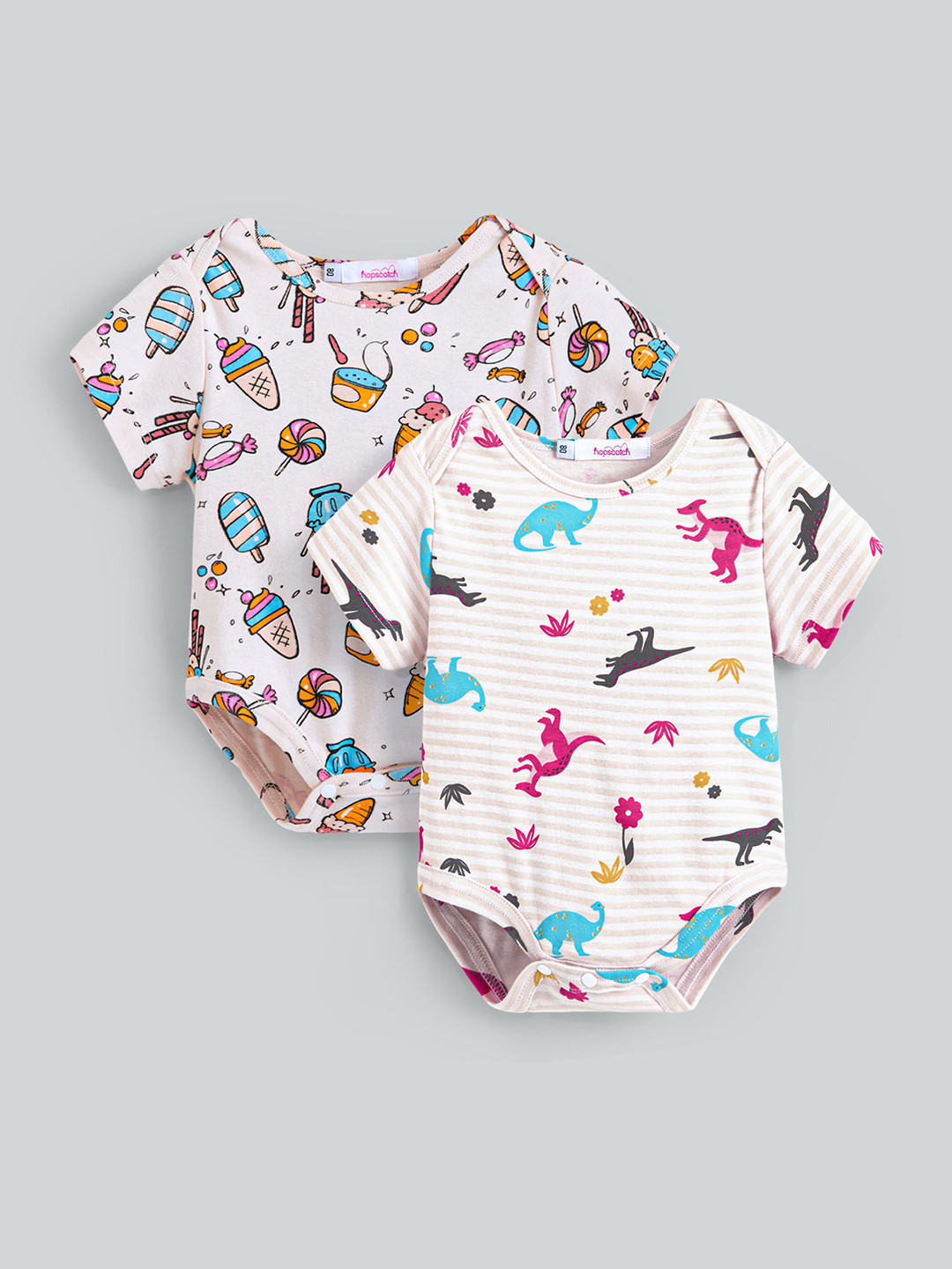 Hopscotch Pack of 2 All-Over Print Cotton Onesies Bodysuit