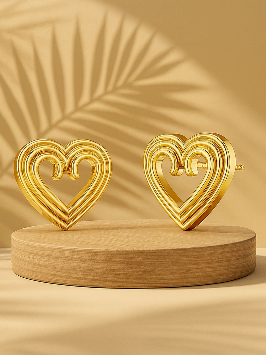 KISNA DIAMOND AND GOLD JEWELLERY 14Kt Ripple Heart Earrings Gold - 1.8g