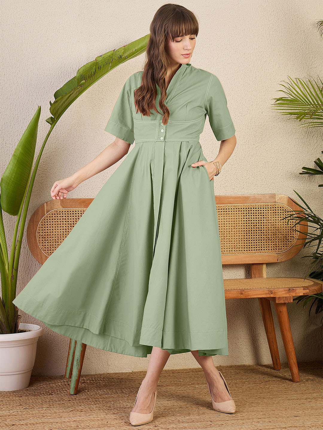 Uptownie Corset Panelled Midi Dress