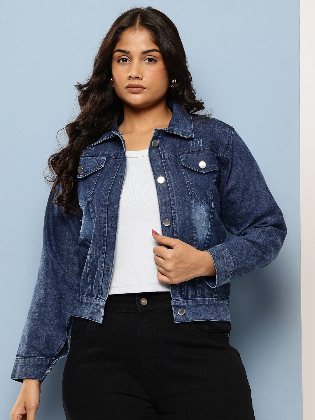 Aarika Women Faded Denim Jacket
