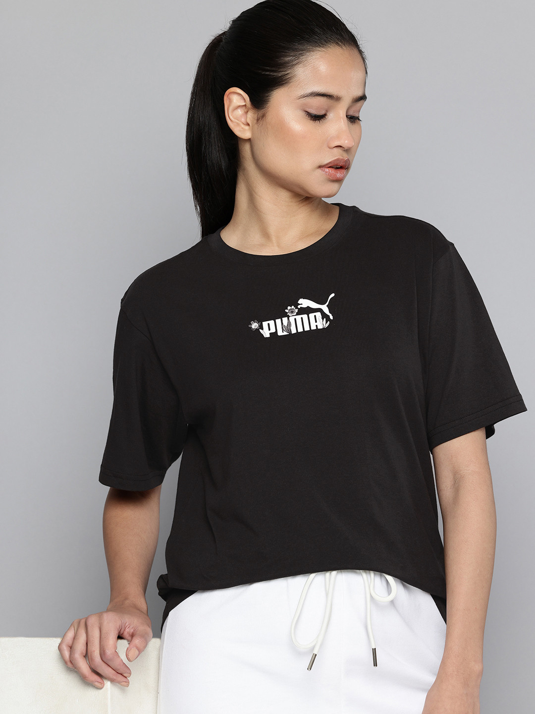 Puma Essentials Nature 2.0 Brand Logo Printed Relaxed Fit Pure Cotton T-shirt