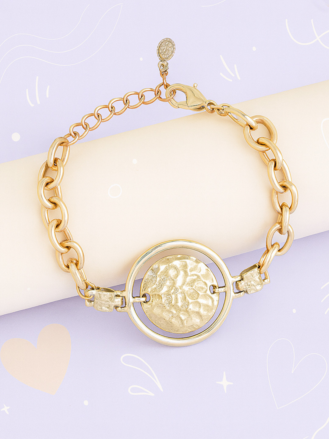 Estele Gold Plated Concentric Beaten Bracelet