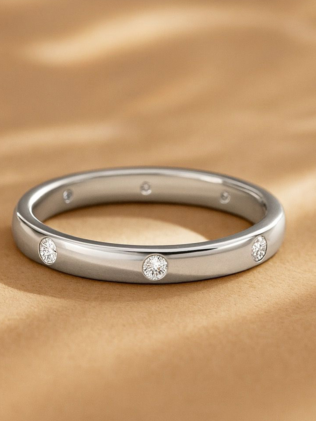 Anushka Jain Jewellery 925 Sterling Silver Silver-Plated Diamond Studded Pave Ring