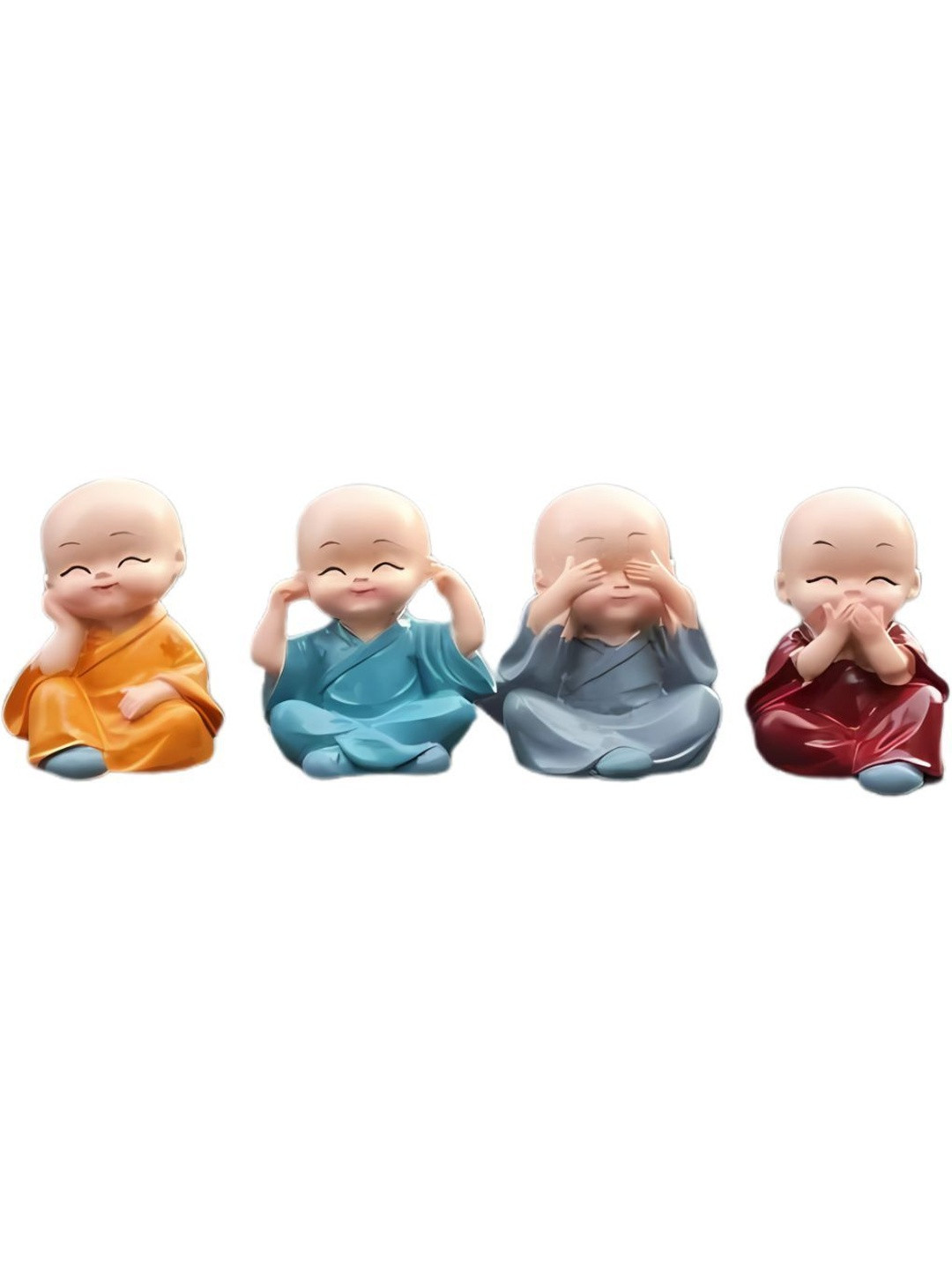 Tiny Shiny Pack Of 4 Multicolored Buddha Idol Showpieces