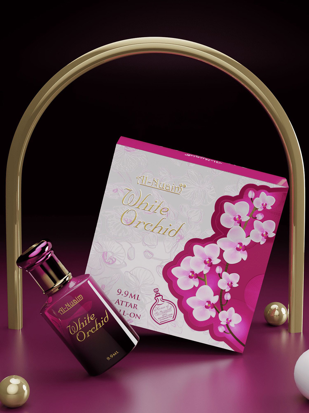 Al-Nuaim Set Of 2 Ruby Red & White Orchid Alcohol Free Roll On Attar - 9.9 ml Each