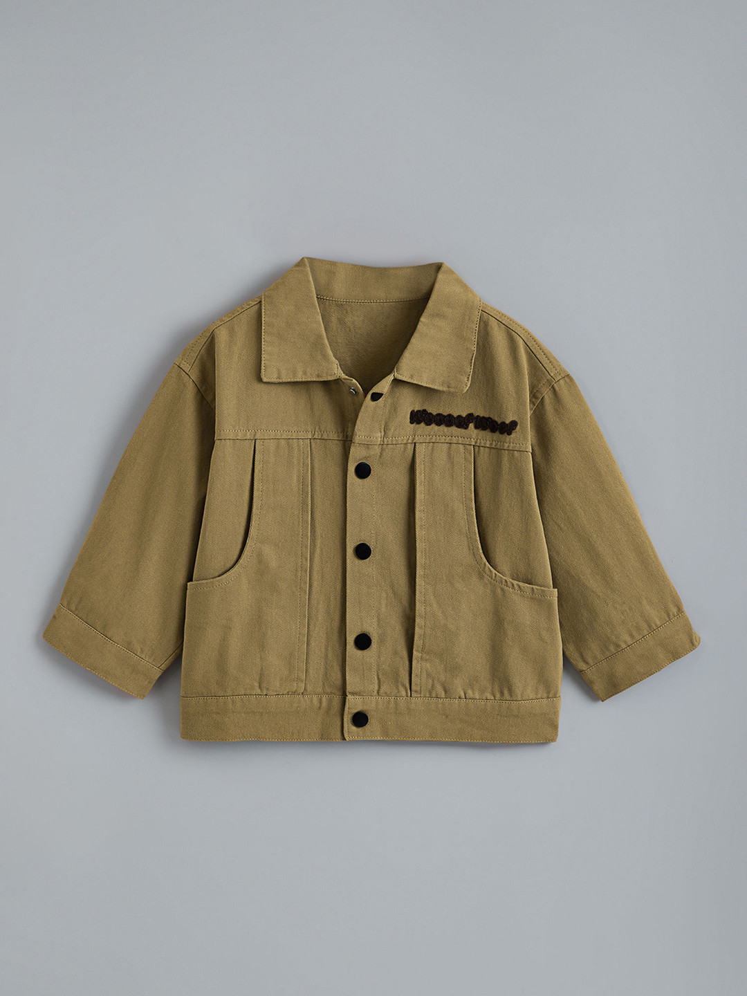 Hopscotch Boys Beige Teddy Bear Applique Polyester Quilted Jacket