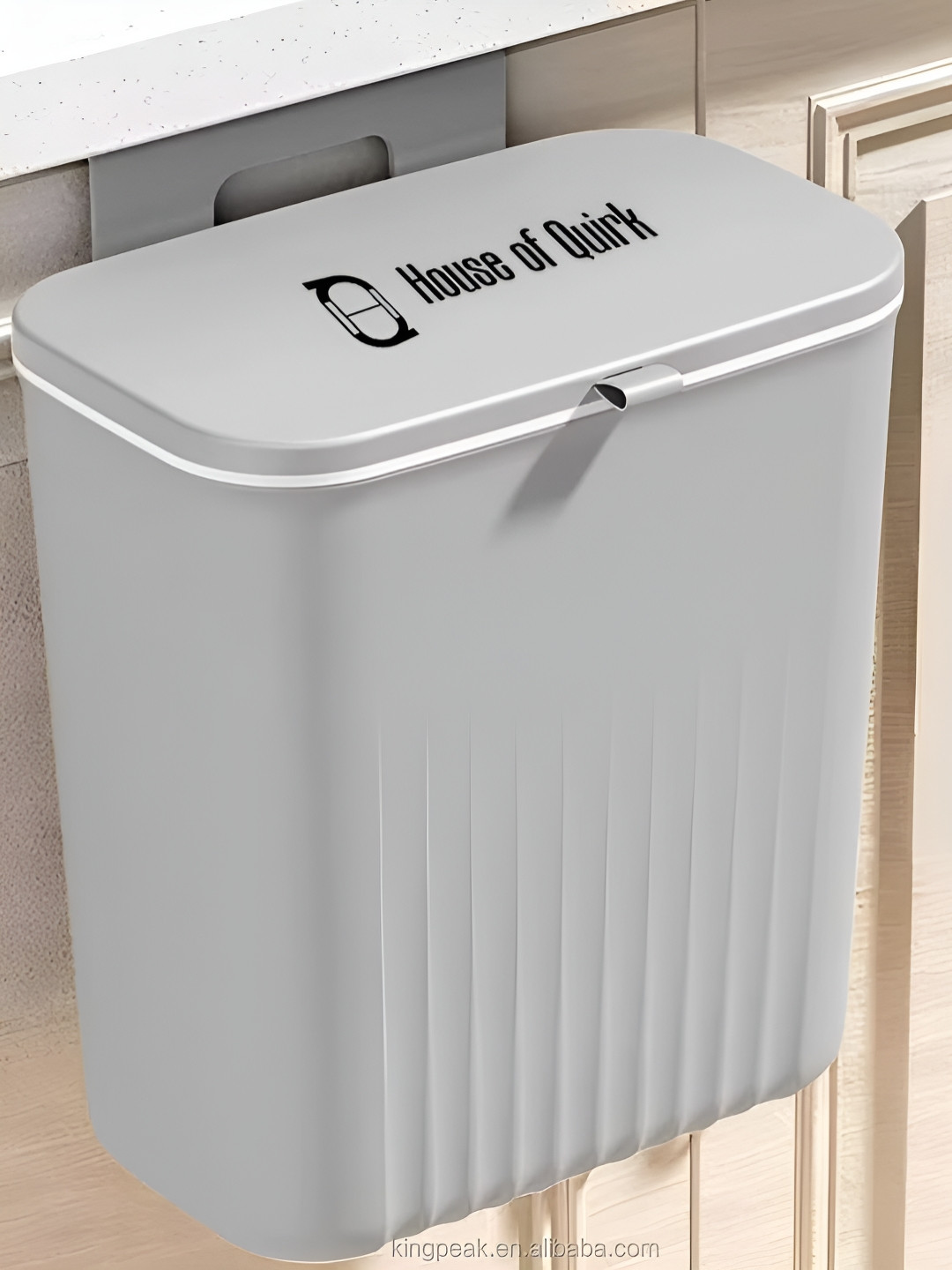 HOUSE OF QUIRK Grey Double-Sided Open Design Cabinet Door Hanging Wall Swinging Bin 9L