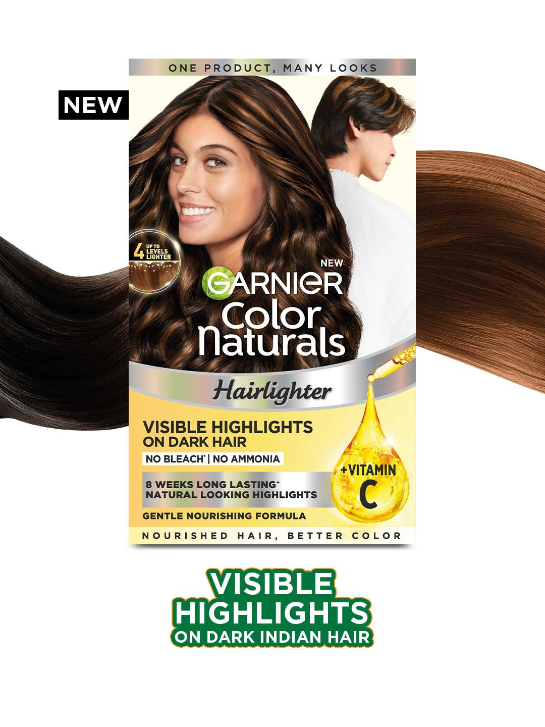 Garnier Color Naturals Ammonia & Bleach Free Hairlighter on Dark Hair - 48g + 72ml + 5ml