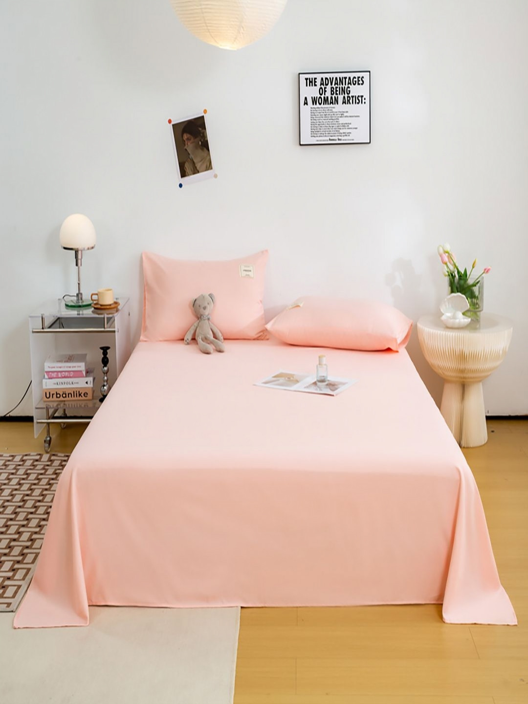 JC HOME Pink 140 TC King Size Bedsheet Set 2.45 m x 2.50 m