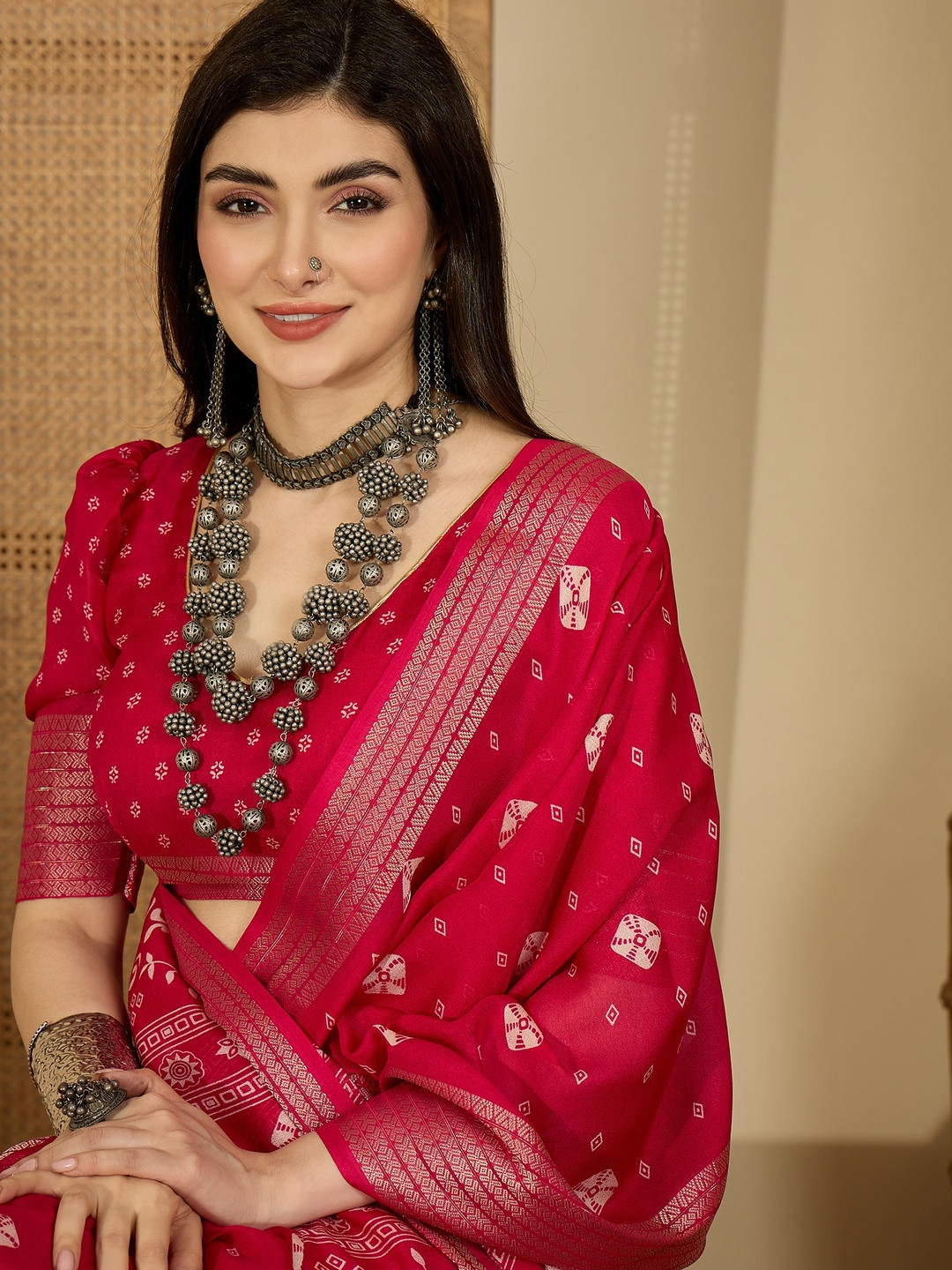 Sangria Bandhani Chiffon Saree