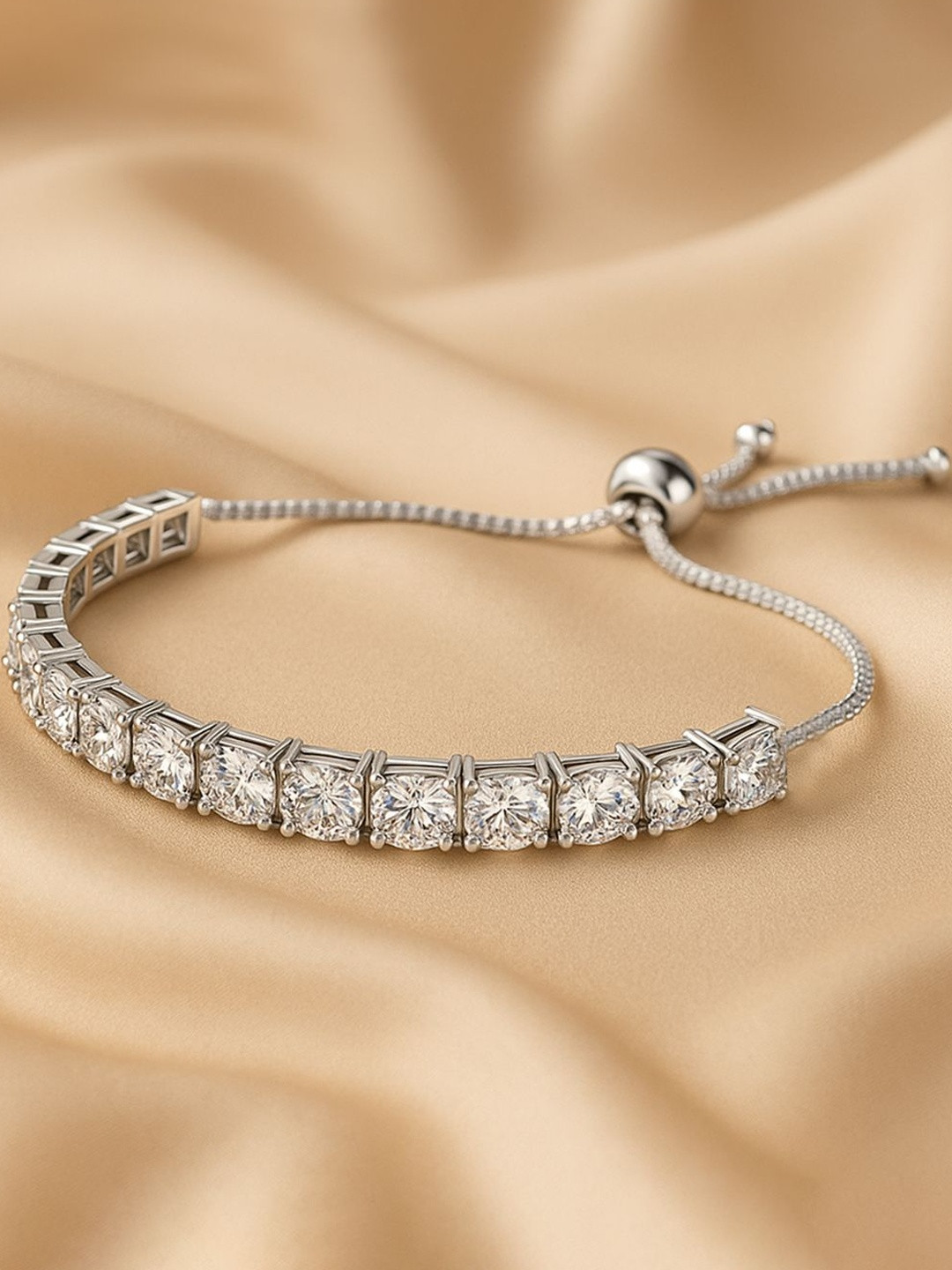 MISS HIGHNESS Women Silver Rhodium Plated Zirconia Dimond Bracelet