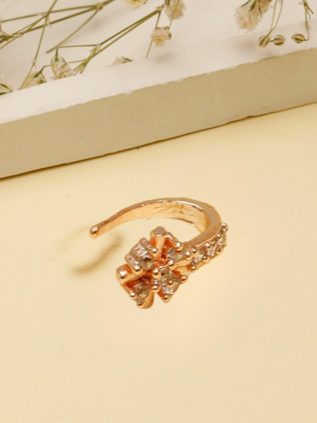 VIVAZS 18K  Rose Gold-Plated Cubic Zirconia Studded Stud Nosepin